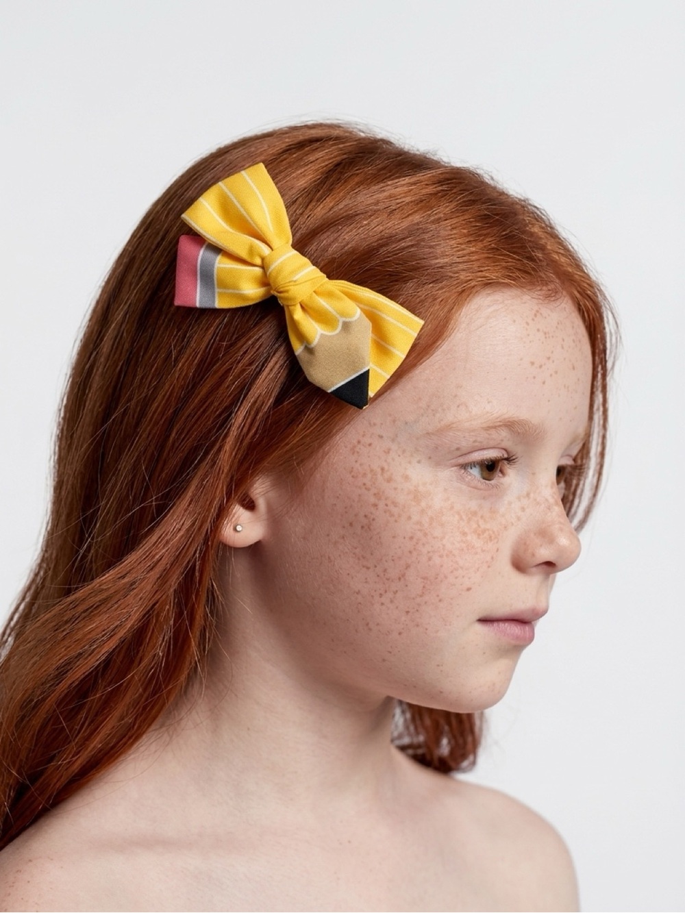 kids Handmade Pencil Hair Tie Back to School Bow Ponytail Holder
